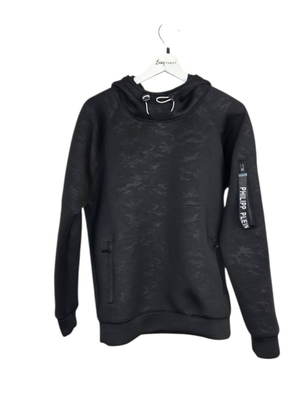 Philipp Plein Homme Mens Long Sleeve Pullover Hoodie, Camo Black, Size M